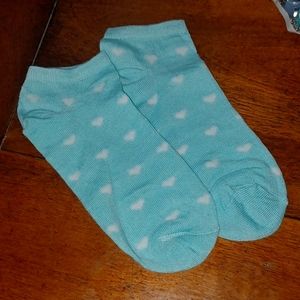 New aqua white hearts socks